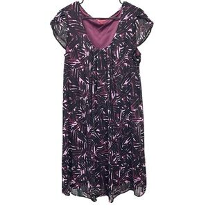 Merona Plum and Black Short Sleeve Shift Dress Women’s Size Large